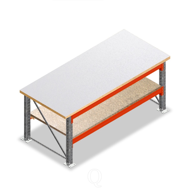 Dubbellaags werkbank, werktafel zonder voorgemonteerde frames 1850x1000x940