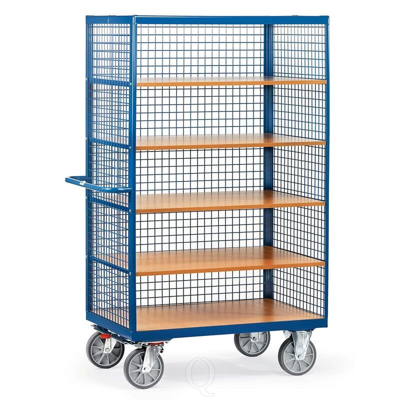 Kastwagen 750 kg 1200x780 met 5 etages en draadgaas wanden