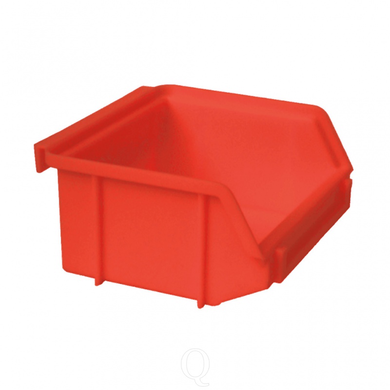 Kunststof stapelbak, Plastic magazijnbak A1 100x100x50 rood
