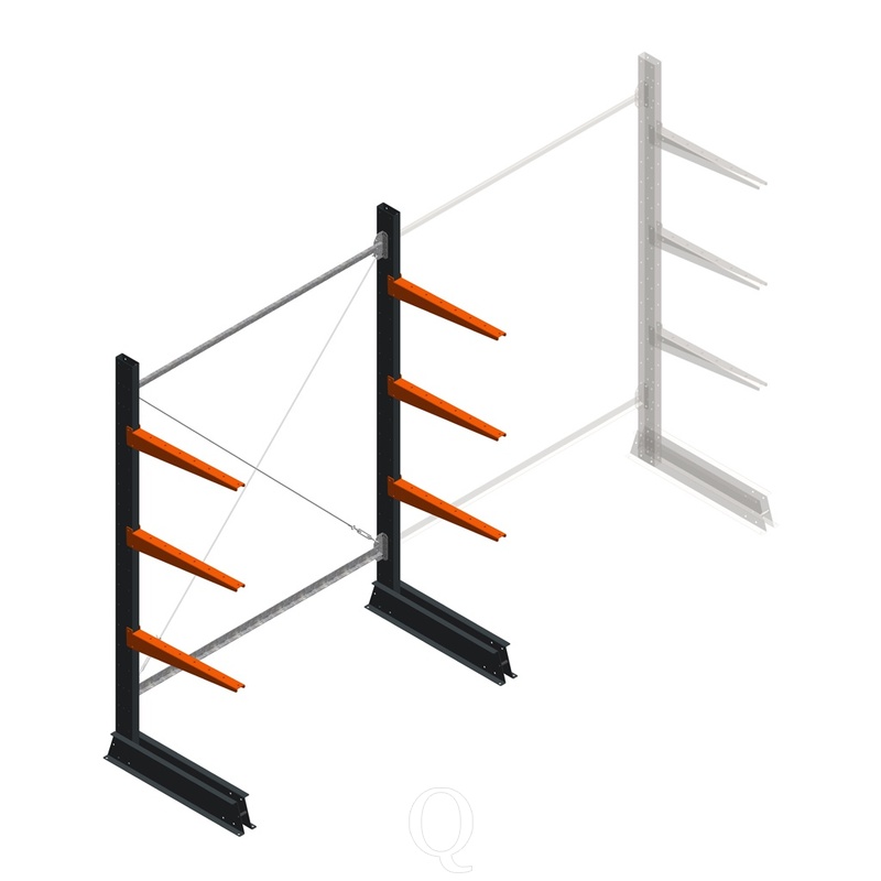 Lichte draagarmstelling enkelzijdig 2000x1500x600 3 niveaus beginsectie