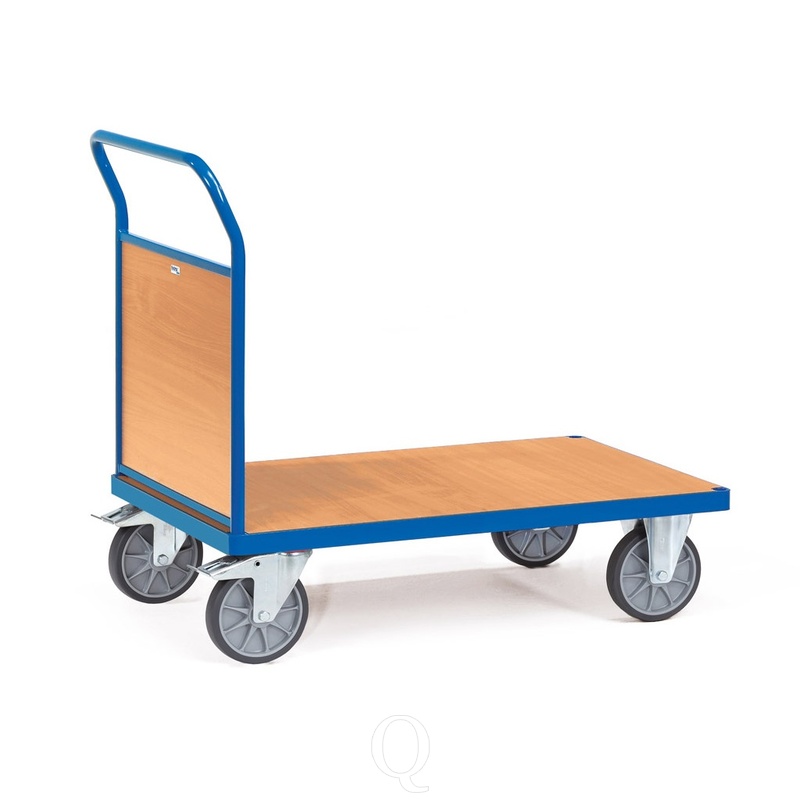 Plateauwagen, transportwagen 600 kg met houten wand 1000x600