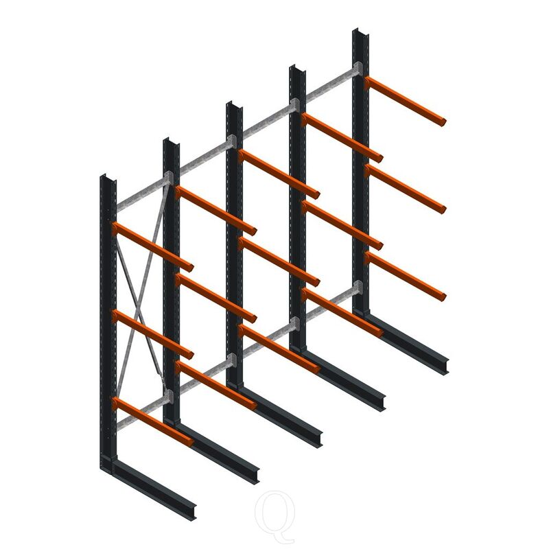 Voordeelrij zware draagarmstelling enkelzijdig 4000x4091 armlengte 1200 3 niveaus