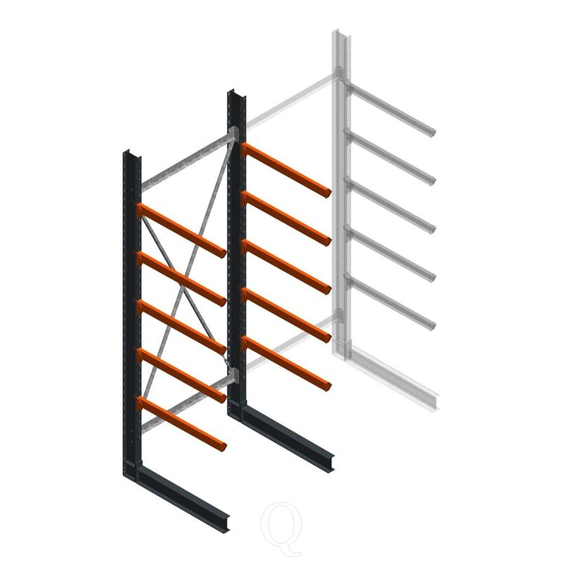 Zware draagarmstelling enkelzijdig 4000x1500x1200 5 niveaus beginsectie