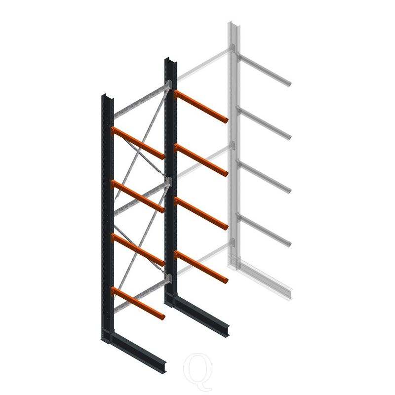 Zware draagarmstelling enkelzijdig 5000x1500x1200 4 niveaus beginsectie