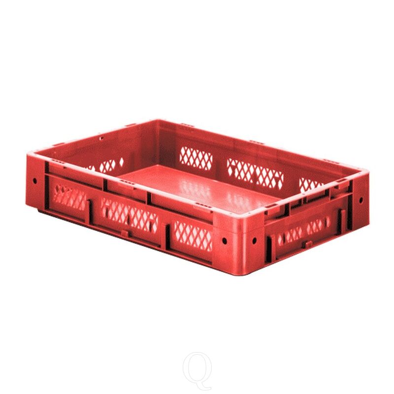 Zware transportkrat Euronorm plastic bak, krat VTK1 600x400x120 rood