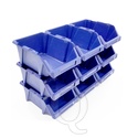 Begra stapelbare en nestbare kunststof magazijnbak type S3, 244x153x123 blauw