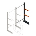 Lichte draagarmstelling enkelzijdig 2000x1000x500 2 niveaus aanbouwsectie