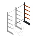Lichte draagarmstelling enkelzijdig 2000x1000x600 4 niveaus aanbouwsectie