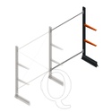 Lichte draagarmstelling enkelzijdig 2000x1500x500 2 niveaus aanbouwsectie