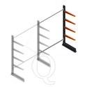 Lichte draagarmstelling enkelzijdig 2000x1500x600 5 niveaus aanbouwsectie