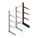 Lichte draagarmstelling enkelzijdig 2000x750x600 3 niveaus aanbouwsectie