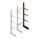 Lichte draagarmstelling enkelzijdig 2500x750x500 3 niveaus aanbouwsectie