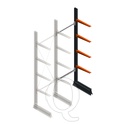 Lichte draagarmstelling enkelzijdig 2500x750x500 4 niveaus aanbouwsectie