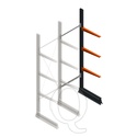 Lichte draagarmstelling enkelzijdig 2500x750x600 3 niveaus aanbouwsectie