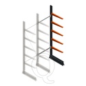 Lichte draagarmstelling enkelzijdig 2500x750x600 5 niveaus aanbouwsectie