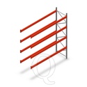 Palletstelling AR T2 M10 4500x3600x1100 4 niveaus aanbouwsectie