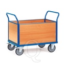 Plateauwagen, transportwagen 600 kg met 4 houten wanden 1000x700