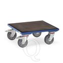 Rolplateau 400 kg 600x600 met houten platform en geribbelde rubbermat