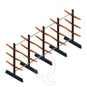 Voordeelrij lichte draagarmstelling dubbelzijdig 2000x4100x500 3 niveaus