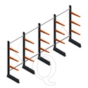 Voordeelrij lichte draagarmstelling enkelzijdig 2000x4100x600 3 niveaus