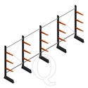 Voordeelrij lichte draagarmstelling enkelzijdig 2000x5100x500 3 niveaus
