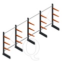 Voordeelrij lichte draagarmstelling enkelzijdig 2000x5100x600 3 niveaus