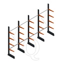 Voordeelrij lichte draagarmstelling enkelzijdig 2500x4100x500 4 niveaus