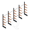 Voordeelrij lichte draagarmstelling enkelzijdig 2500x5100x600 4 niveaus