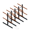 Voordeelrij zware draagarmstelling dubbelzijdig 3000x4082 armlengte 1200 2 niveaus