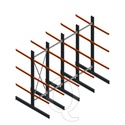 Voordeelrij zware draagarmstelling dubbelzijdig 4000x4890 armlengte 1200 3 niveaus