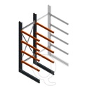 Zware draagarmstelling enkelzijdig 3000x1000x1200 4 niveaus beginsectie