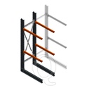 Zware draagarmstelling enkelzijdig 3000x800x1200 2 niveaus beginsectie