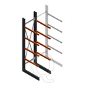Zware draagarmstelling enkelzijdig 4000x1000x1200 4 niveaus beginsectie