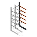 Zware draagarmstelling enkelzijdig 4000x800x1200 5 niveaus aanbouwsectie