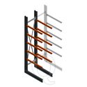 Zware draagarmstelling enkelzijdig 4000x800x1200 5 niveaus beginsectie