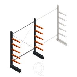 Lichte draagarmstelling enkelzijdig 2000x1500x500 5 niveaus beginsectie