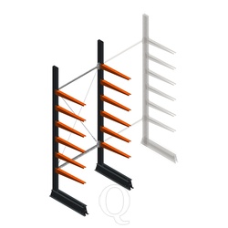 Lichte draagarmstelling enkelzijdig 2500x1000x600 6 niveaus beginsectie