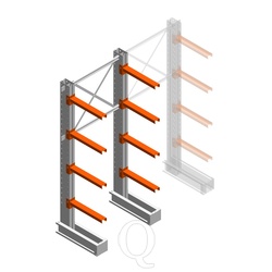 Medium draagarmstelling IT enkelzijdig 2455x1000x600 4 niveaus beginsectie