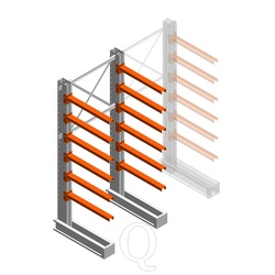 Medium draagarmstelling IT enkelzijdig 2455x1000x800 6 niveaus beginsectie