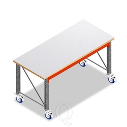 Mobiele werkbank, werktafel op wielen enkellaags zonder voorgemonteerde frames 1850x1000x940