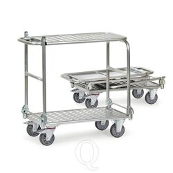 Inklapbare aluminium tafelwagen 200 kg met 2 inklapbare duwbeugels en inklapbare etage 720x450