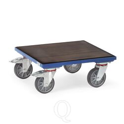 Rolplateau 400 kg 500x500 met houten platform en geribbelde rubbermat