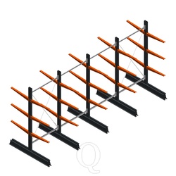 Voordeelrij lichte draagarmstelling dubbelzijdig 2000x4100x600 3 niveaus