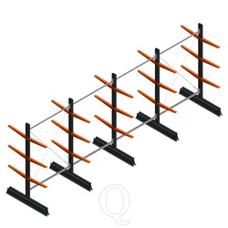 Voordeelrij lichte draagarmstelling dubbelzijdig 2000x5100x500 3 niveaus