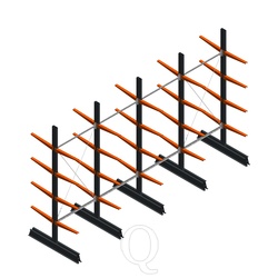 Voordeelrij lichte draagarmstelling dubbelzijdig 2500x4100x500 4 niveaus