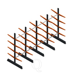Voordeelrij lichte draagarmstelling dubbelzijdig 2500x4100x600 4 niveaus