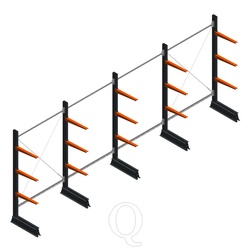Voordeelrij lichte draagarmstelling enkelzijdig 2000x5100x500 3 niveaus