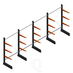 Voordeelrij lichte draagarmstelling enkelzijdig 2000x5100x600 3 niveaus
