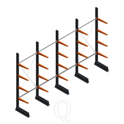 Voordeelrij lichte draagarmstelling enkelzijdig 2500x4100x500 4 niveaus