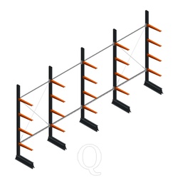 Voordeelrij lichte draagarmstelling enkelzijdig 2500x5100x500 4 niveaus